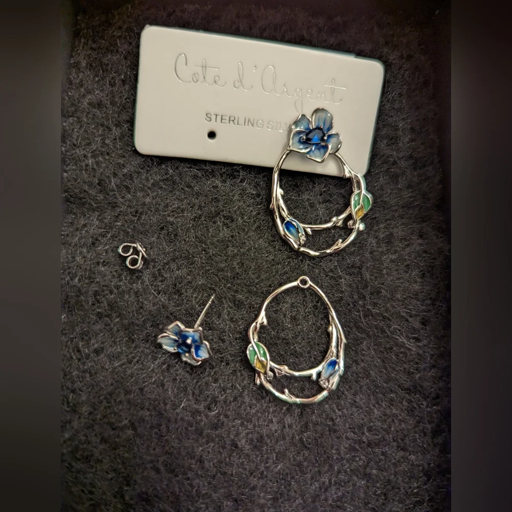 Cote d'Argent Convertible Sterling Silver Earrings - Picture 3 of 5